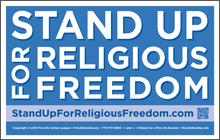 Stand Up for Religious Freedom sign